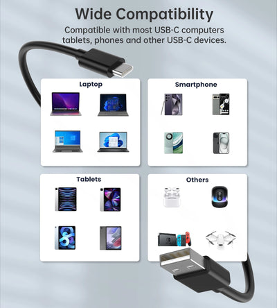 1M USB USB A to Type C Charging Cable
